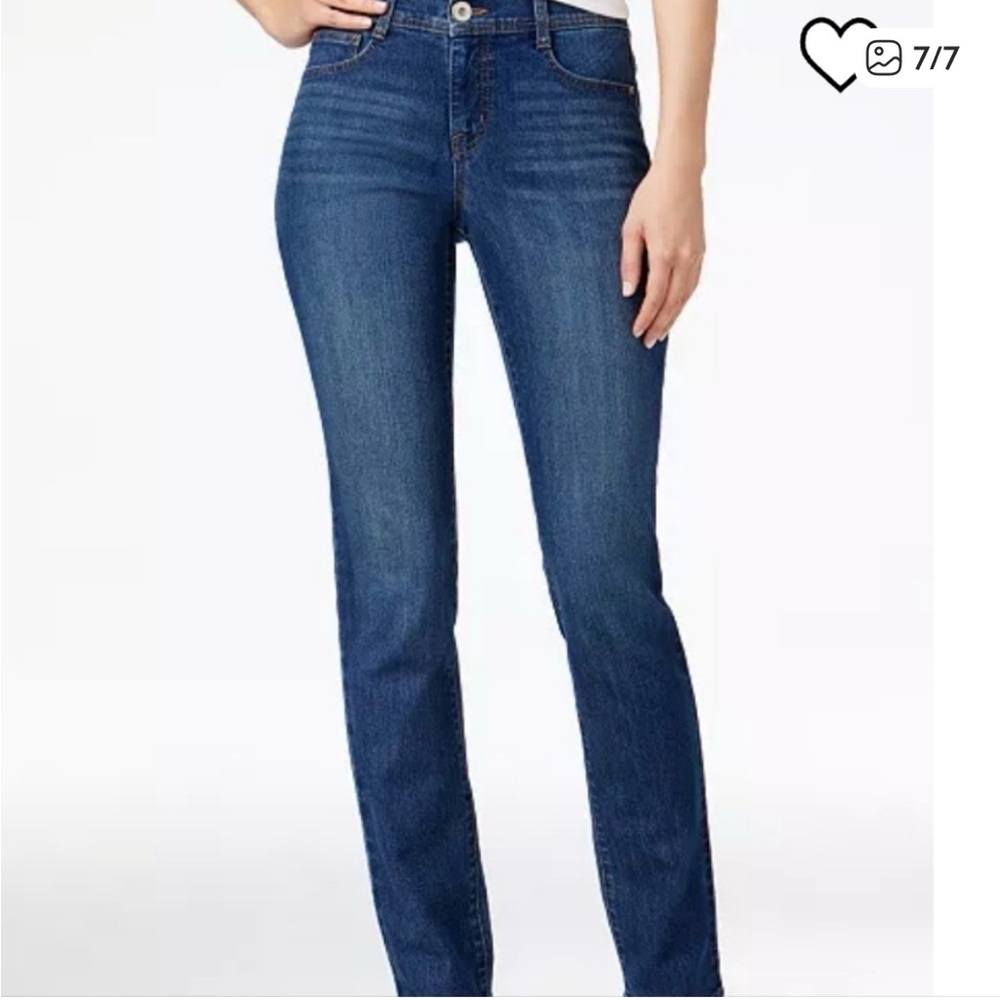 Style & Co Womens Straight Leg Jeans Deep Blue